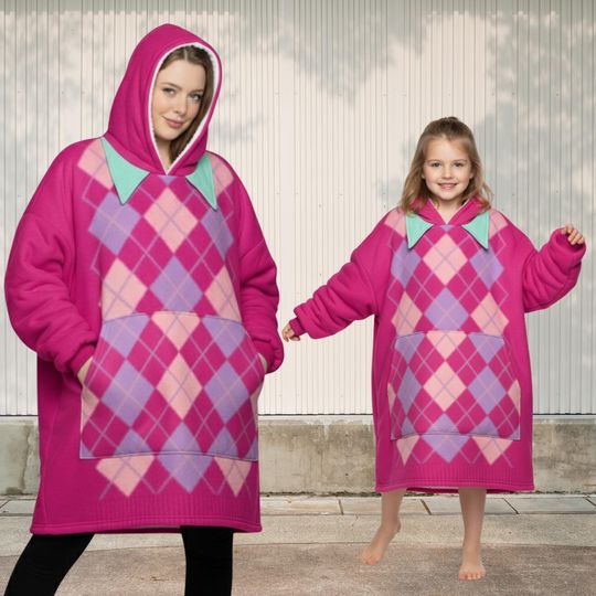 Kpop Demon Hunters Baby Argyle Blanket Hoodie, Saja Boys Cosplay Hoodie With Pocket, Baby Oversized Hoodie, Saja Boys Baby Hoodie