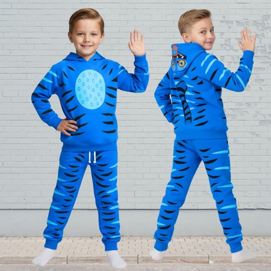 Kpop Demon Hunters Tiger Costume Hoodie, Derpy Tiger Cosplay Hoodie And Joggers, Derpy Tiger Costume Hoodie, Blue Tiger Hoodie