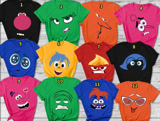 Discover Emotion Face Halloween Matching Shirt, Inside Out Family Matching Costume Tee, Inside Out Inspired Top, Group Outfit, Colorful Squad Shirt