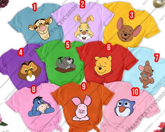 Discover Halloween 2025 Pooh Friends Costume Shirt | Funny Cartoon Character Parody Tee | Family Group Outfit or Softball Team Matching Costume