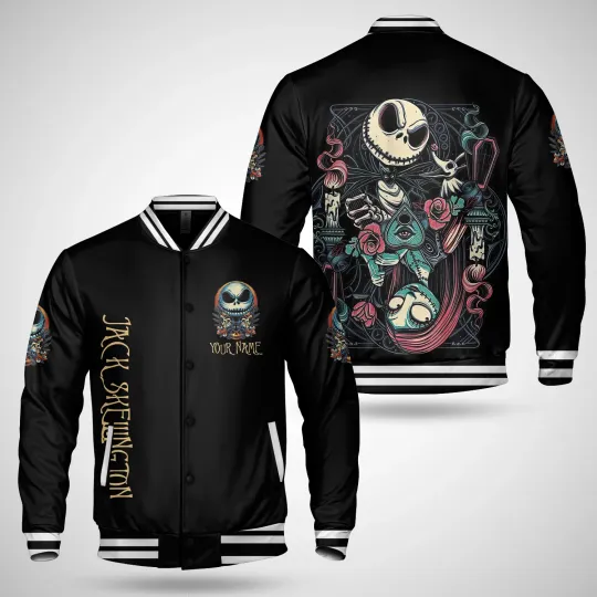 Personalized Horror Jack Skellington Nightmare Before Christmas Baseball Jacket