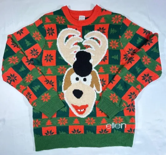 Discover Ellen Ugly Christmas Reindeer Knit Pullover Sweater Size Medium M