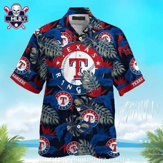 Botanical Pitch Texas Ranggerrs Tropical Hawaiian Shirt, Gift for Fan