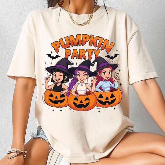 Huntrix Demon Shirt, Kpop Demon Hunters Shirt, Huntrix Shirt, Huntrix Fan ShirtGift, Rumi Zoey Mira Graphic Shirt, Kpop Huntrix, Pumpkin Party