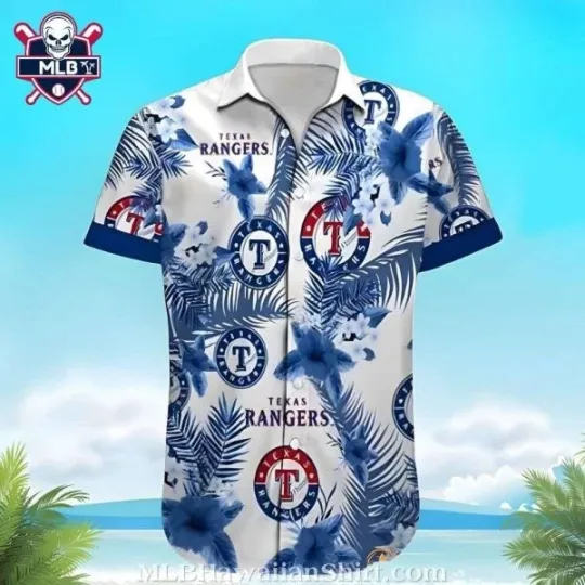 Discover Oceanic Blue Floral Texas Ranggerrs Aloha Hawaiian Shirt, Gift for Fan