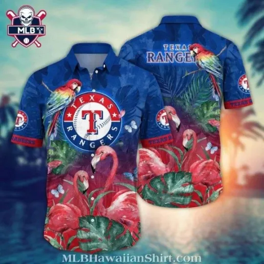 Discover Texas Ranggerrs Flamingo Paradise Hawaiian Shirt, Gift for Fan