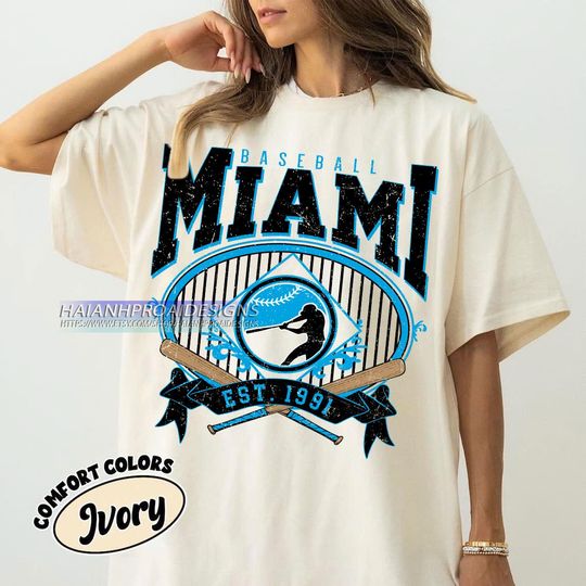 Discover Miami  Baseball Comfort Colors T-shirt, Vintage Baseball Shirt, Sports Fan Gift, Retro Tee for Men & Women