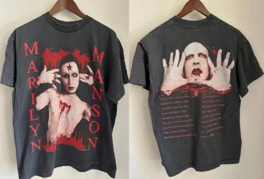 Marilyn Manson Rare Vintage Reprint Double Sided T-Shirt with Single Stitch and Oneita Tag