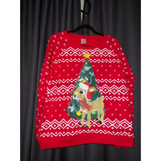 Ugly Christmas Sweater Xmas Sweatshirt Crewneck Size XL Rudolph