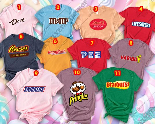 Discover Halloween 2025 Candy Costume Shirt | Funny Snack Parody Tee | Family Group Outfit or Softball Team Matching Halloween Costume Idea