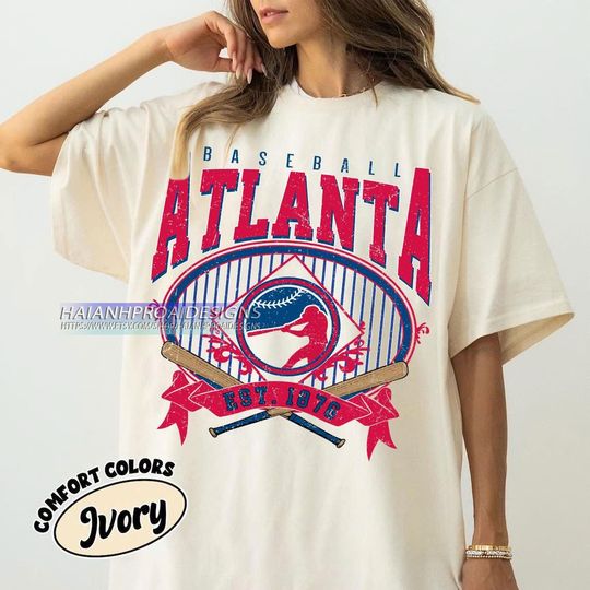 Discover Atlanta Baseball Comfort Colors T-shirt, Vintage Baseball Shirt, Sports Fan Gift, Retro Tee for Men & Women