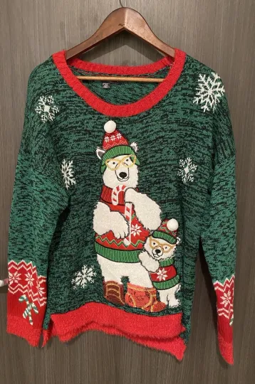 Discover Ugly Christmas Sweater Long Polar Bear United States Sweaters Women's Size XL
