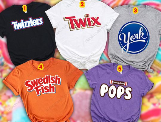 Candy Halloween Matching Shirt, Snack Parody Top, Chocolate Bar Group Costume, Family Matching Outfit, Snack Bar Team Tee, Softball Costume