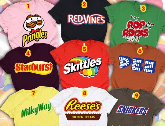 Candy Halloween Matching Shirt, Snack Parody Top, Chocolate Bar Group Costume, Family Matching Outfit, Snack Bar Team Tee, Softball Costume