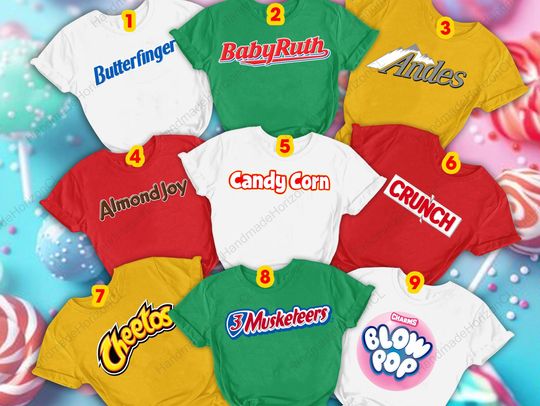 Candy Halloween Matching Shirt, Snack Parody Top, Chocolate Bar Group Costume, Family Matching Outfit, Snack Bar Team Tee, Softball Costume