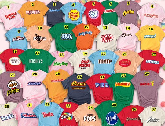 Candy Halloween Matching Shirt, Snack Parody Top, Chocolate Bar Group Costume, Family Matching Outfit, Snack Bar Team Tee, Softball Costume