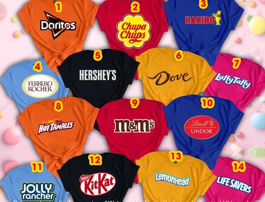 Candy Halloween Matching Shirt, Snack Parody Top, Chocolate Bar Group Costume, Family Matching Outfit, Snack Bar Team Tee, Softball Costume