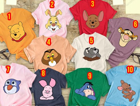 Discover Winnie The Pooh Costume Tee, Family Matching Halloween Shirt, Kids & Adult Group Outfit, Squad Party Shirt, Softball Costume