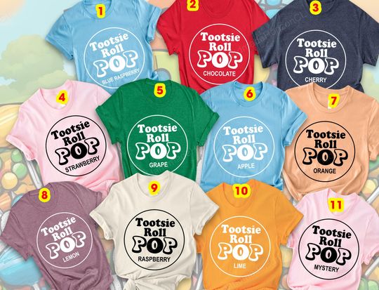 Discover Tootsie Pop Halloween Matching Shirt, Retro Candy Costume Tee 2025, Sweet Parody Top, Family Matching Outfit, Colorful Group Squad Shirt
