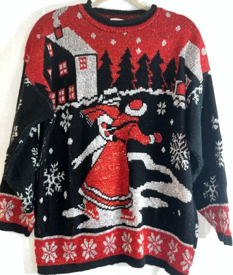 Discover VTG 80s 90s Holiday Time Santa Ugly Christmas Sweater Acrylic Festive Womens Med