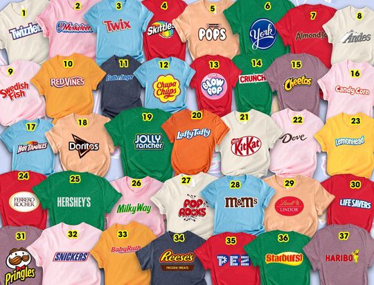 Candy Halloween Matching Shirt, Chocolate Bar Group Costume, Thanksgiving Costume For Family GroupTee, Snack Bar Team Shirt,Softball Costume