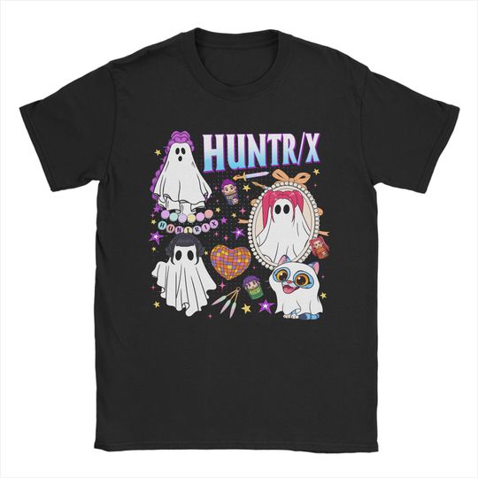 KPop Demon Hunters Huntrix Spooky Halloween T-Shirt Men O Neck Pure Cotton T Shirts