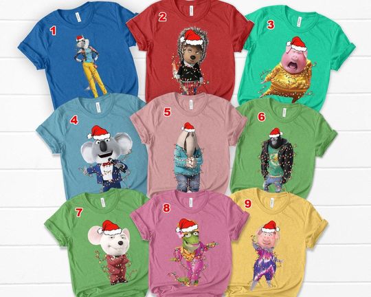 Personalized Sing Pig Christmas Group Shirt, Group Matching Shirt, Sing Movie Cartoon Personalized Birthday Shirt