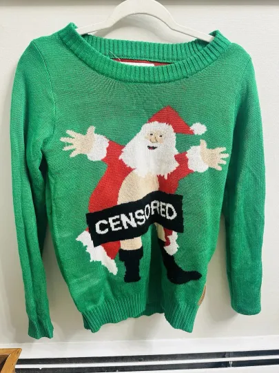 Discover Tipsy Elves Women Christmas Ugly Sweater The Censored Santa Size Small.