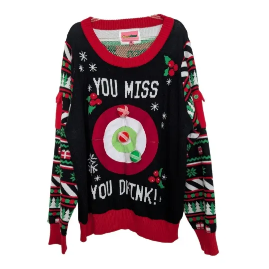 Discover Tipsy Elves Drinking Game Sweater Womens Size XXL Black Ugly Christmas Holiday