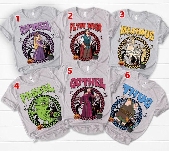 Discover Disney Tangled Characters Skeleton Halloween Shirt, Rapunzel Princess ,Flynn Rider, Pascal Maximus, Mickey_s Not So Scary Family Trip SLZS14