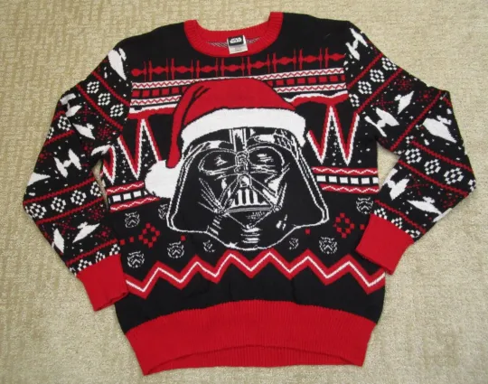 Darth Vader Sweater Women Extra Large Red Black Knit Star Wars Sith Christmas