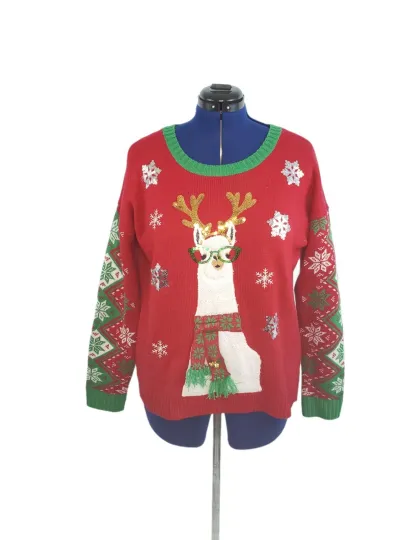 Discover Ugly Chritsmas LlamaThemed Holiday Unites States Sweaters size XL S42
