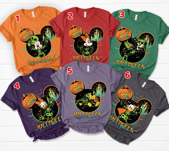 Discover Disney Halloween All Characters Shirts, Mickey And Friends Halloween Shirt, Halloween Party Shirt, Disney Family Halloween Shirts