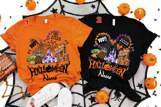 Discover Disney Halloween Family Shirt 2025, Personalized Bella Canvas Custom Name Tees, Disney Halloween, Family Halloween, 2025 Custom Name Tee