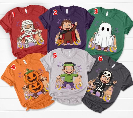 Discover Curious George Monkey Halloween Shirt, Cartoon Characters, Halloween Party Shirt, Disney Halloween Trip, Disney Halloween