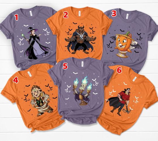 Beauty And The Beast Group Halloween Matching Comfort Colors Shirt, Belle Gaston Chip, Disney Halloween Party Tee, Disneyland Spooky Season