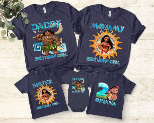 Personalized Disney Moana Birthday Unisex T-shirt, Moana Chief Rooster Maui Costume Shirt, Custom Daddy Mommy Of The Birthday Girl
