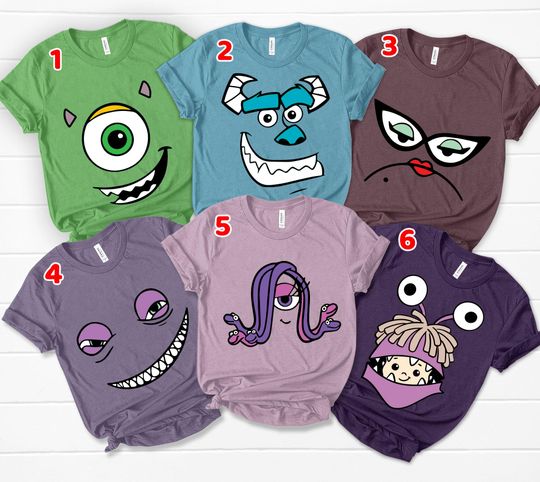 Discover Disney Monsters Inc Characters Matching Shirt, Mike Wazowski Sully Boo Monsters University Group Shirt, Disney Monsters Inc Birthday Costume
