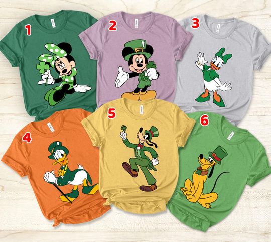 Discover Disney Mickey and Minnie, Donald and Daisy, Goofy and Pluto St-Patrick's Day Couple Shirt Disney Irish Shamrock Tee Saint Patrick's Day Gift