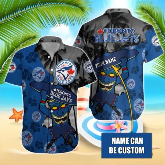 Torronto Bllue Jayys Tiki Wave Custom Name Hawaiian Shirt Summer Aloha, Gift for Fan