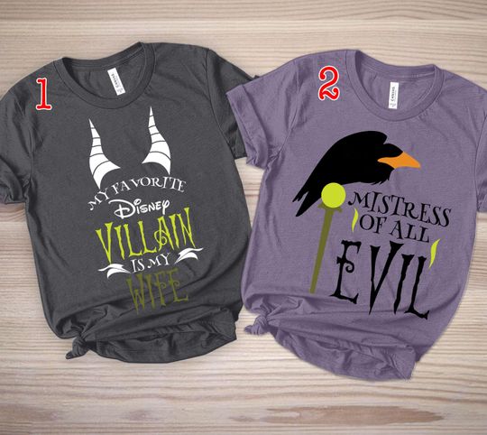 My Favorite Disney Villains is My Wife Shirt, Disney Couple Matching Shirt, Female Villains Wife Husband, WDW Disneyland Bad Witches Club