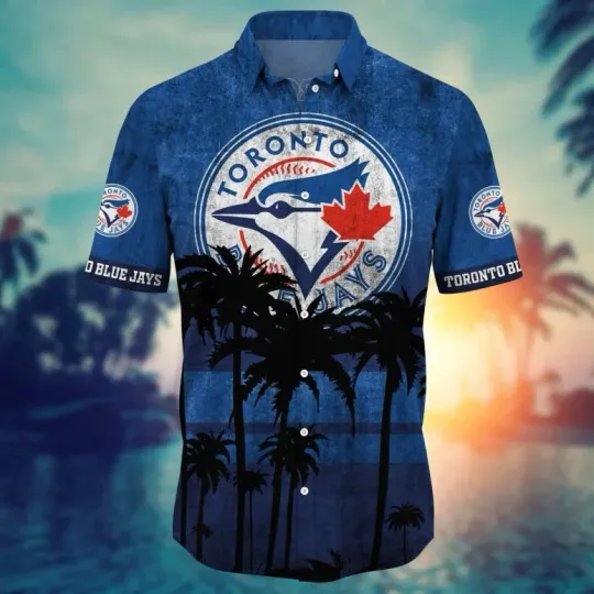 Discover Toronto Blue Jays Sunset Vibes Hawaiian Shirt Summer Aloha