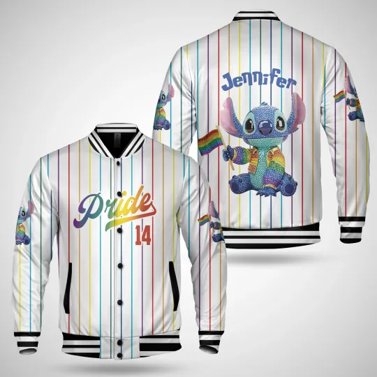 Personalized Rainbow Stitch LGBT Pride Love Is Love Lilo And Stitch Jacket