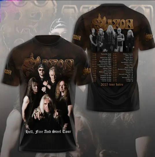Saxon Hell Fire And Steel Tour 2025 AOP 3D T-Shirt
