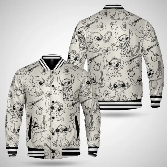 Stitch Ohana From Hawaiian Lilo And Stitch Summer Trip Retro Jacket