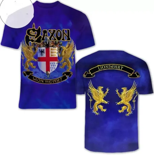 Discover Saxon Lionheart Album Cover AOP 3D T-shirt