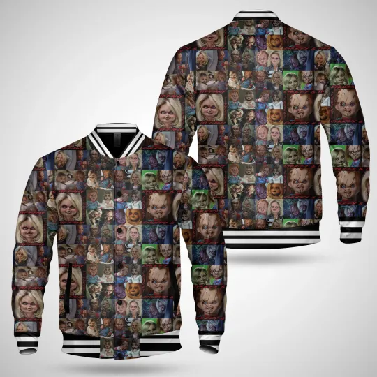Chucky And Tiffany Horror Doll Couple Till Death Do Us Part Baseball Jacket