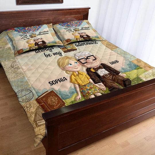 Discover Carl And Ellie Quilt Set, Up Movie Couple Bedding, Adventure Book Quilt Bed Set, Romantic Pixar Bed Set, Cute Disney Love Bedroom Decor