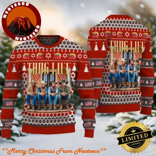 Discover Trump President Funny Gift Ugly Sweater For Christmas Family 2025