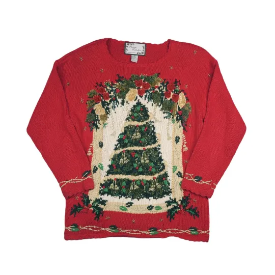 Discover VTG Private Collection Ugly Christmas Tree Sweater M Oversized Embellished